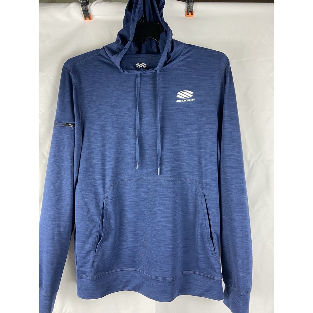 Selkirk Hoodie Mens Medium Blue Lightweight Sun Jersey Pullover UPF 50 Logo